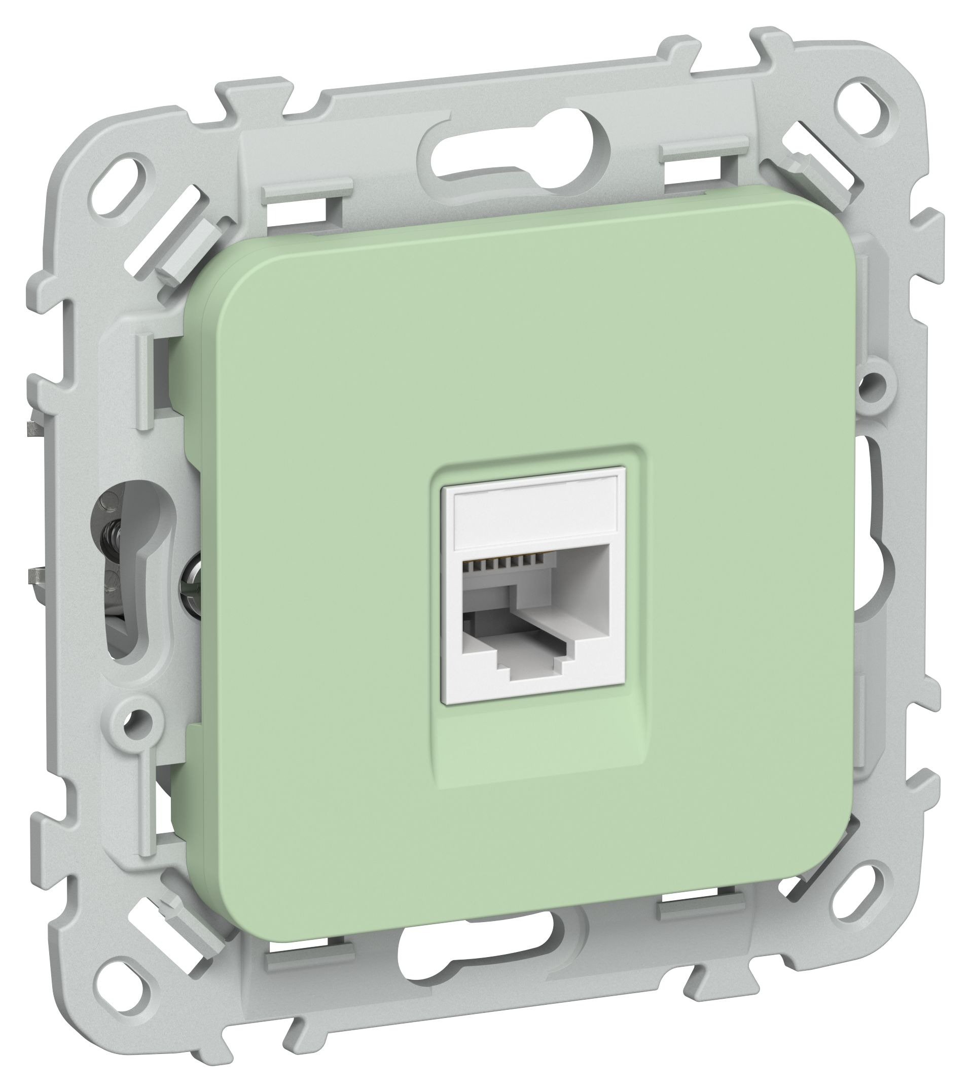 FLITE Розетка компьютерная RJ45 кат 5Е UTP РК5е-1-0-ФлФ скрытой установки фисташковый (FI-K12-1-K93)