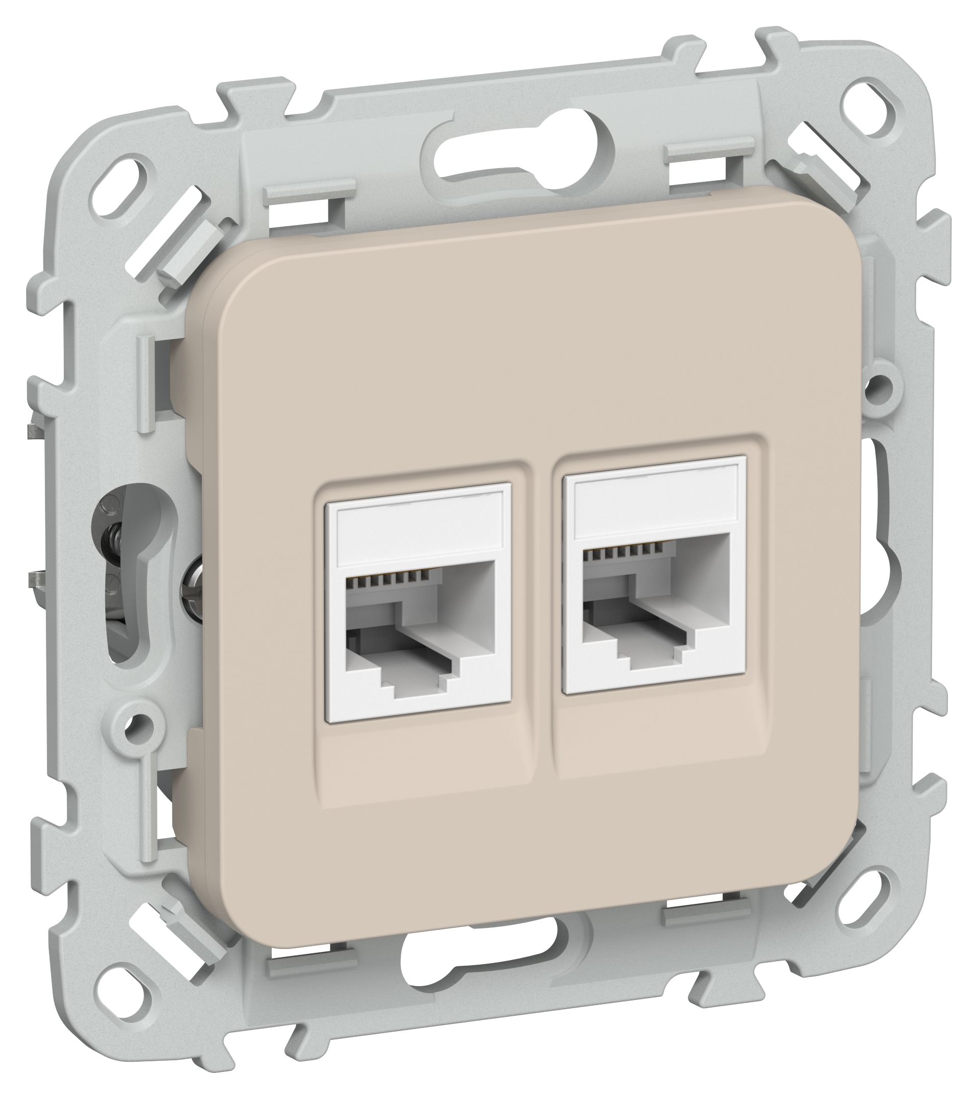 FLITE Розетка 2-местная компьютерная RJ45 кат 6 UTP РК6-2-0-ФлЛ скрытой установки льняной (FI-K22-2-K88)