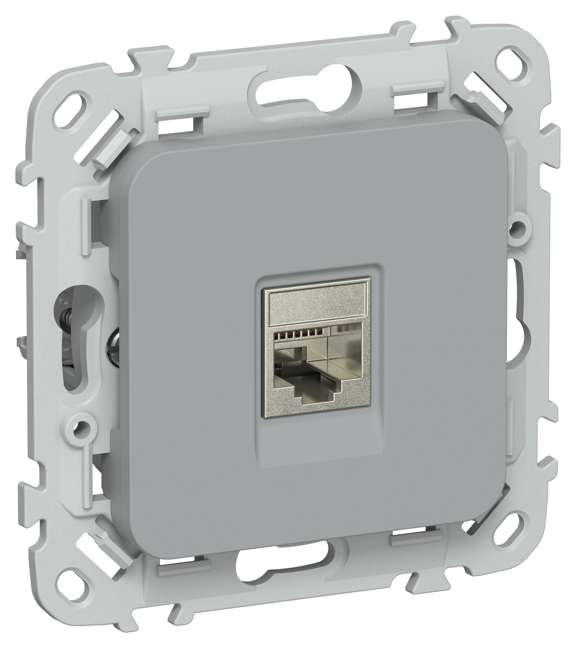 FLITE Розетка компьютерная RJ45 кат 5Е STP РК5е-1-1-ФлС скрытой установки серый (FI-K11-1-K03)