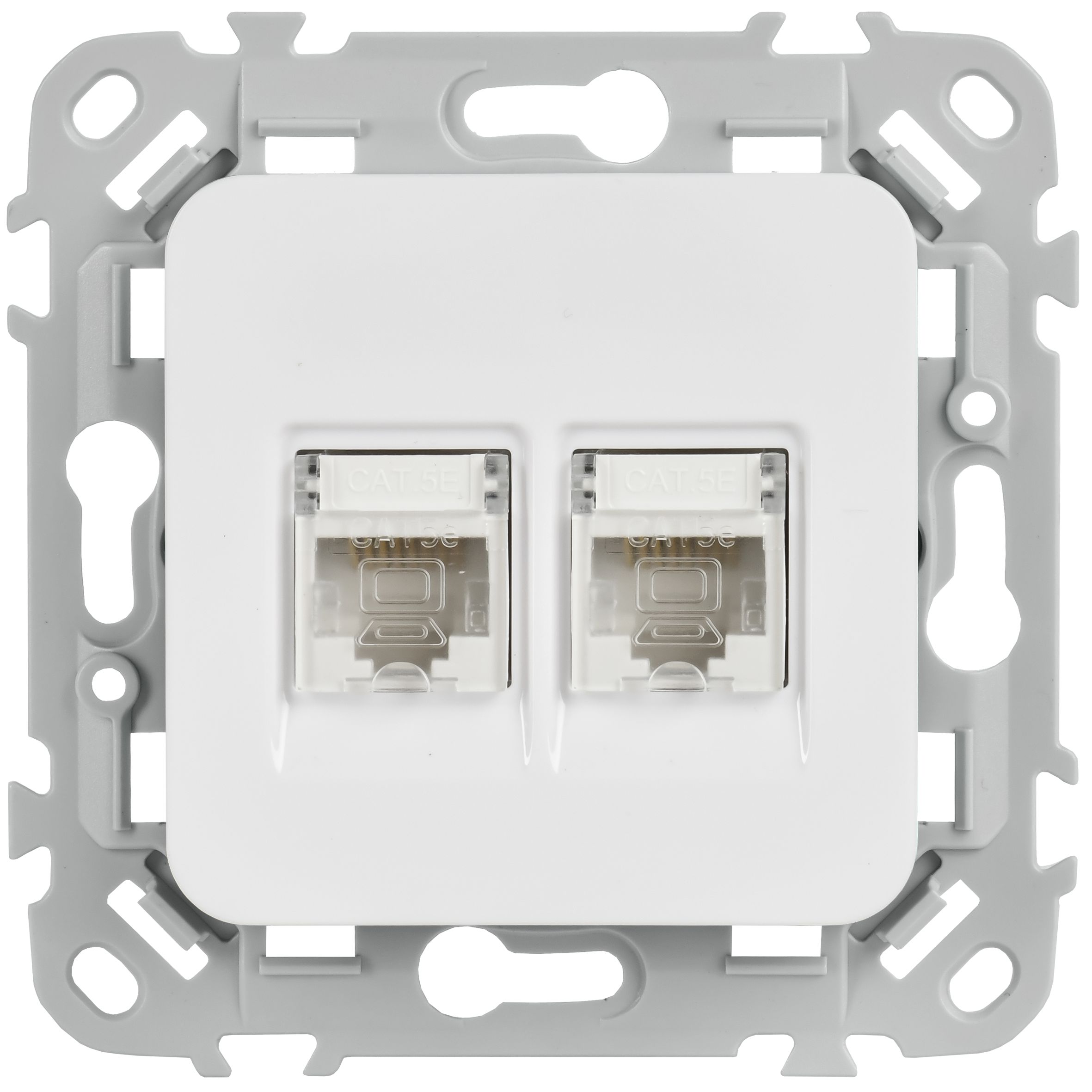 FLITE Розетка 2-местная компьютерная RJ45 кат 5Е UTP РК5е-2-0-ФлБ скрытой установки белый (FI-K22-1-K01)