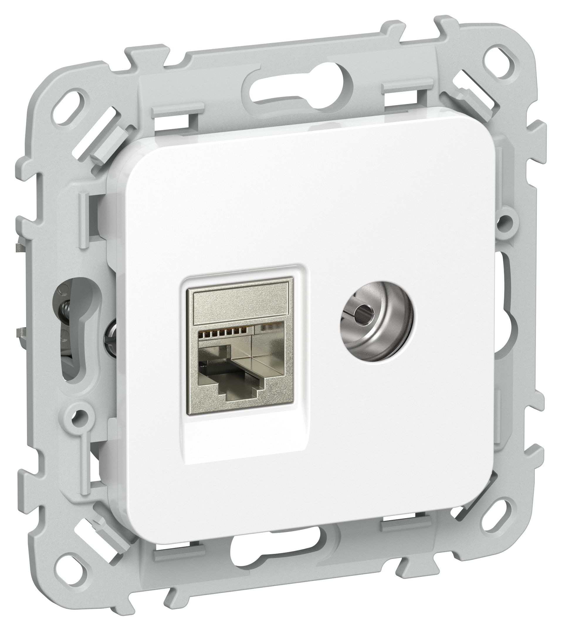 FLITE Розетка 2-местная RJ45/TV кат 5Е STP РКТВ5е-2-1-ФлБ скрытой установки белый (FI-AK21-1-K01)