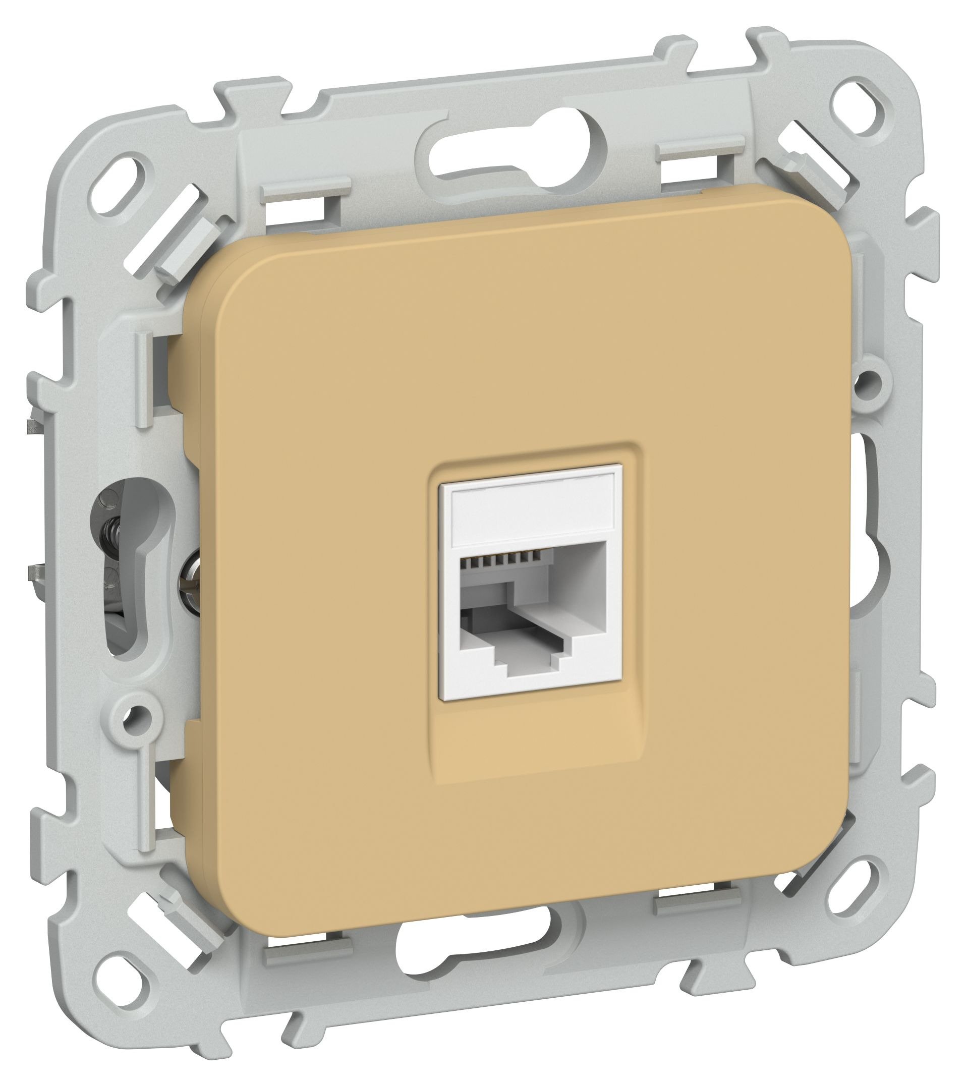 FLITE Розетка компьютерная RJ45 кат 6 UTP РК6-1-0-ФлШм скрытой установки шамуа (FI-K12-2-K89)