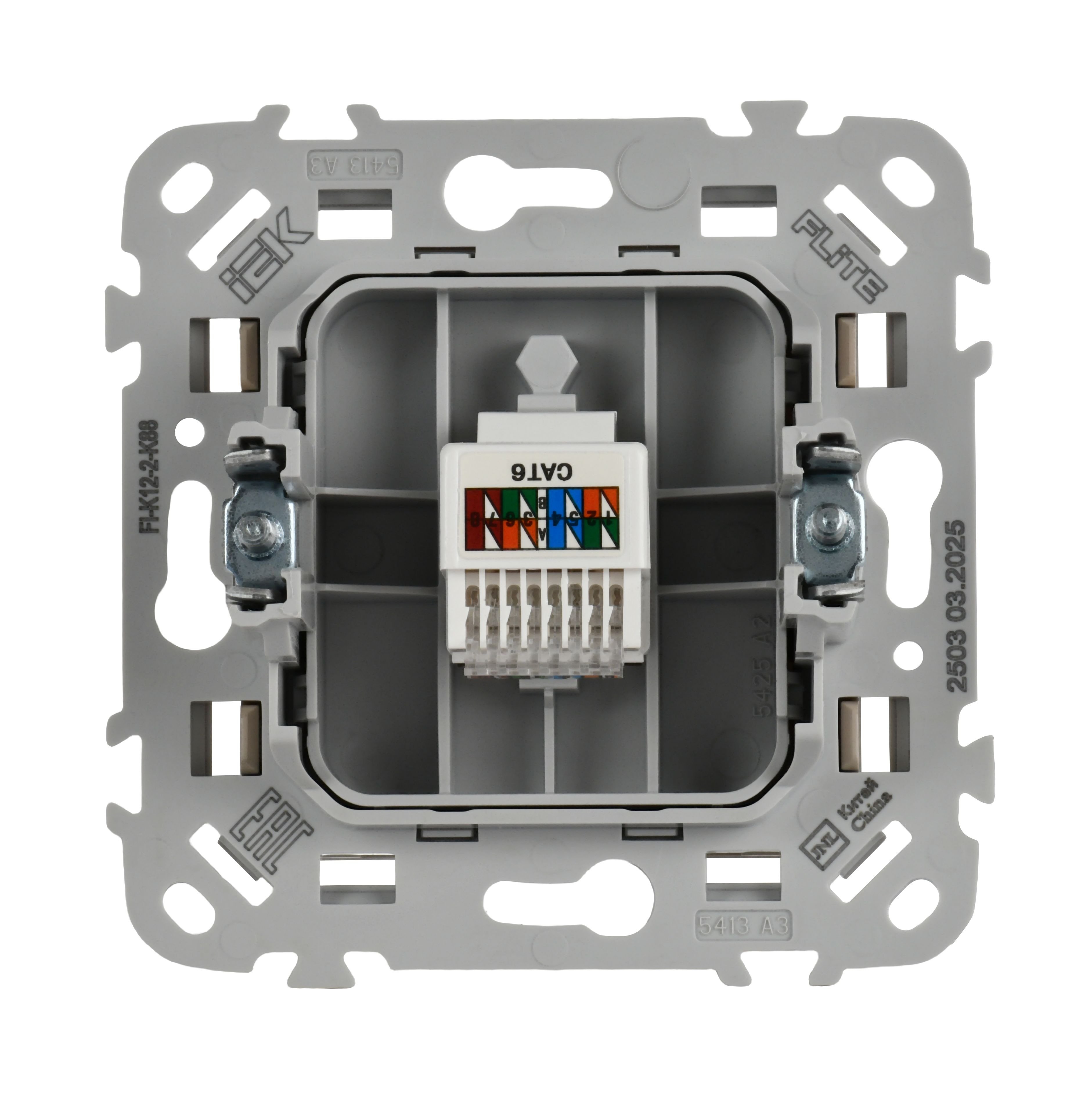 FLITE Розетка компьютерная RJ45 кат 6 UTP РК6-1-0-ФлЛ скрытой установки льняной (FI-K12-2-K88)