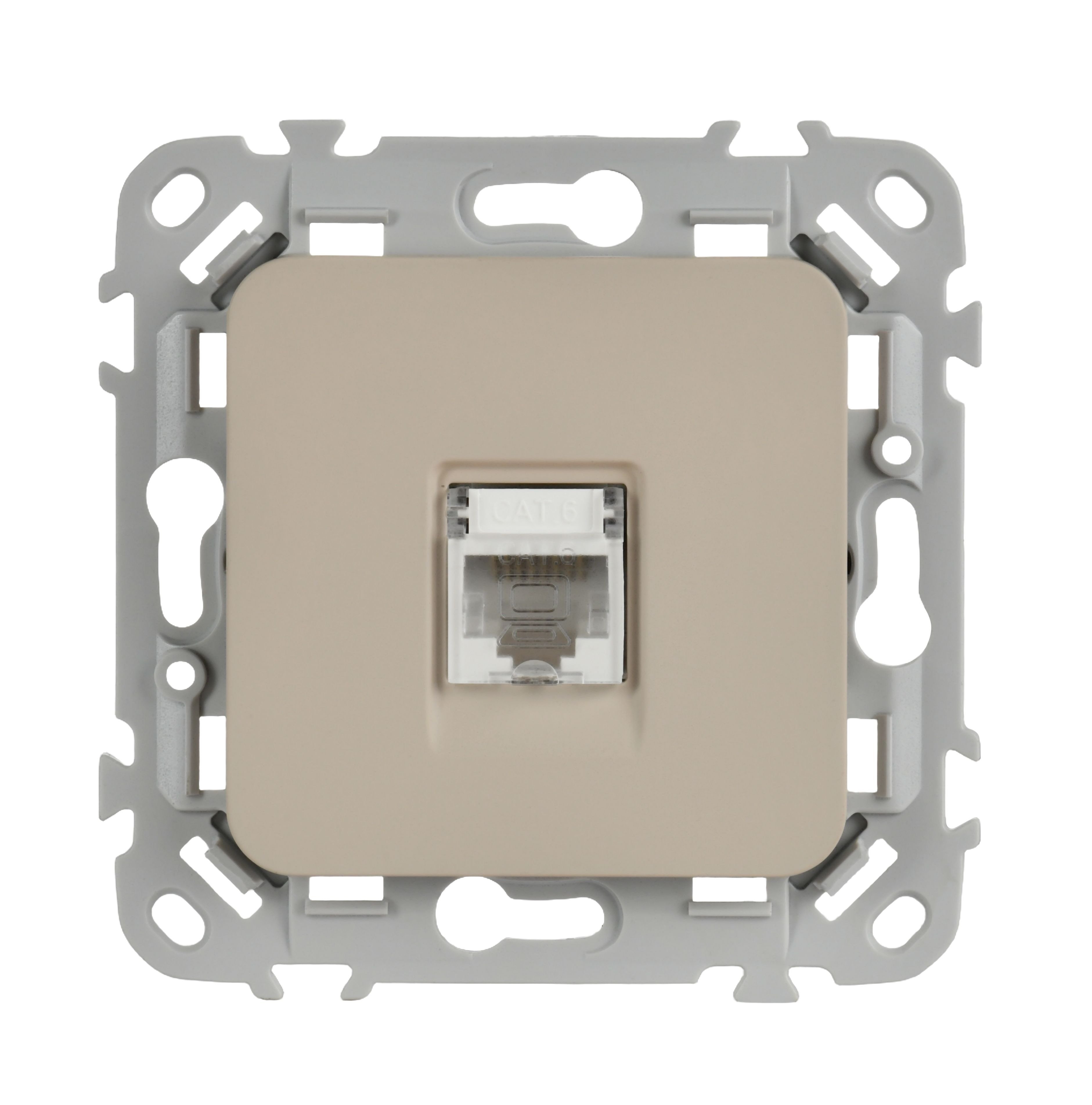 FLITE Розетка компьютерная RJ45 кат 6 UTP РК6-1-0-ФлЛ скрытой установки льняной (FI-K12-2-K88)
