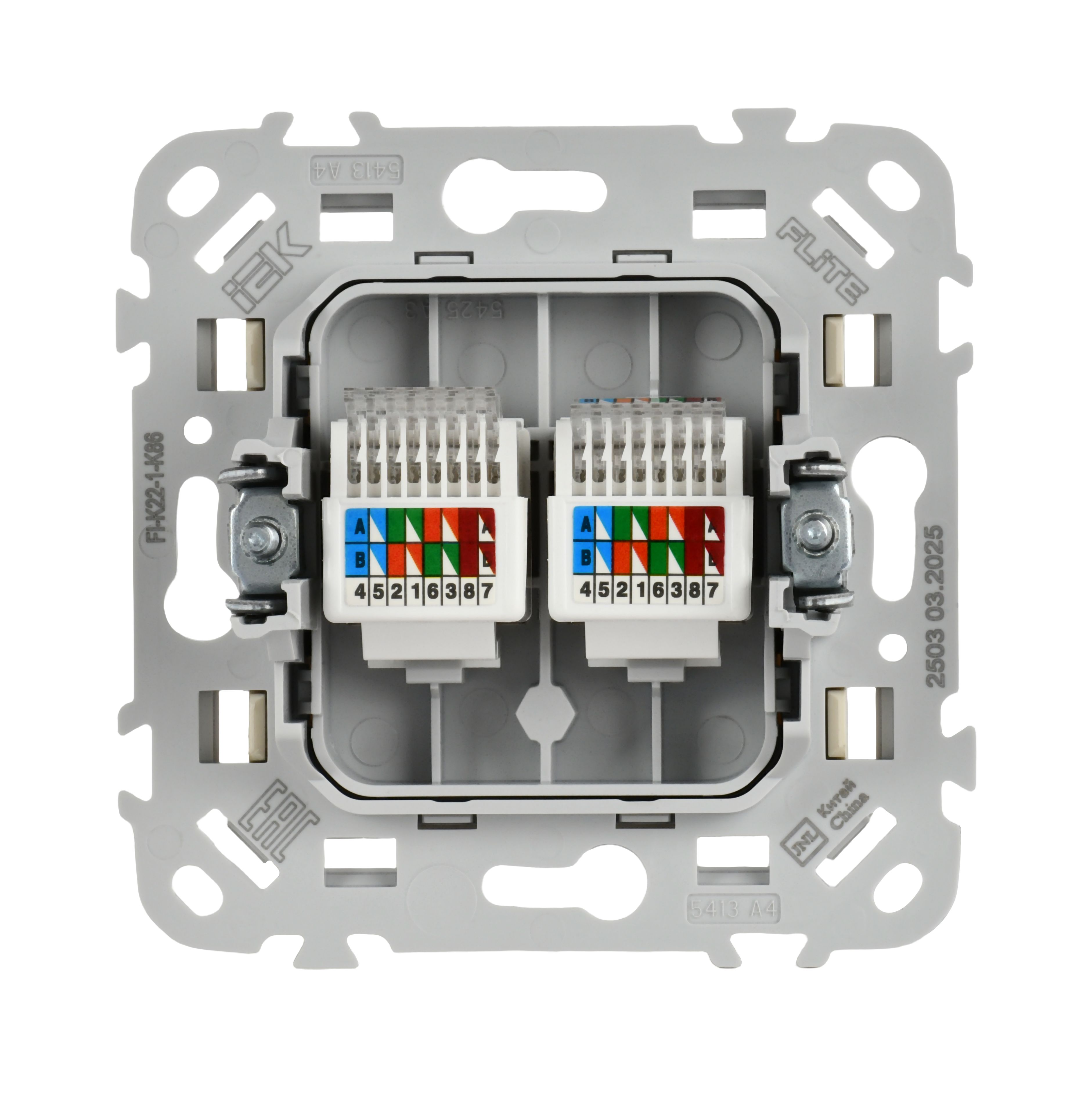 FLITE Розетка 2-местная компьютерная RJ45 кат 5Е UTP РК5е-2-0-ФлСл скрытой установки сливочный (FI-K22-1-K86)
