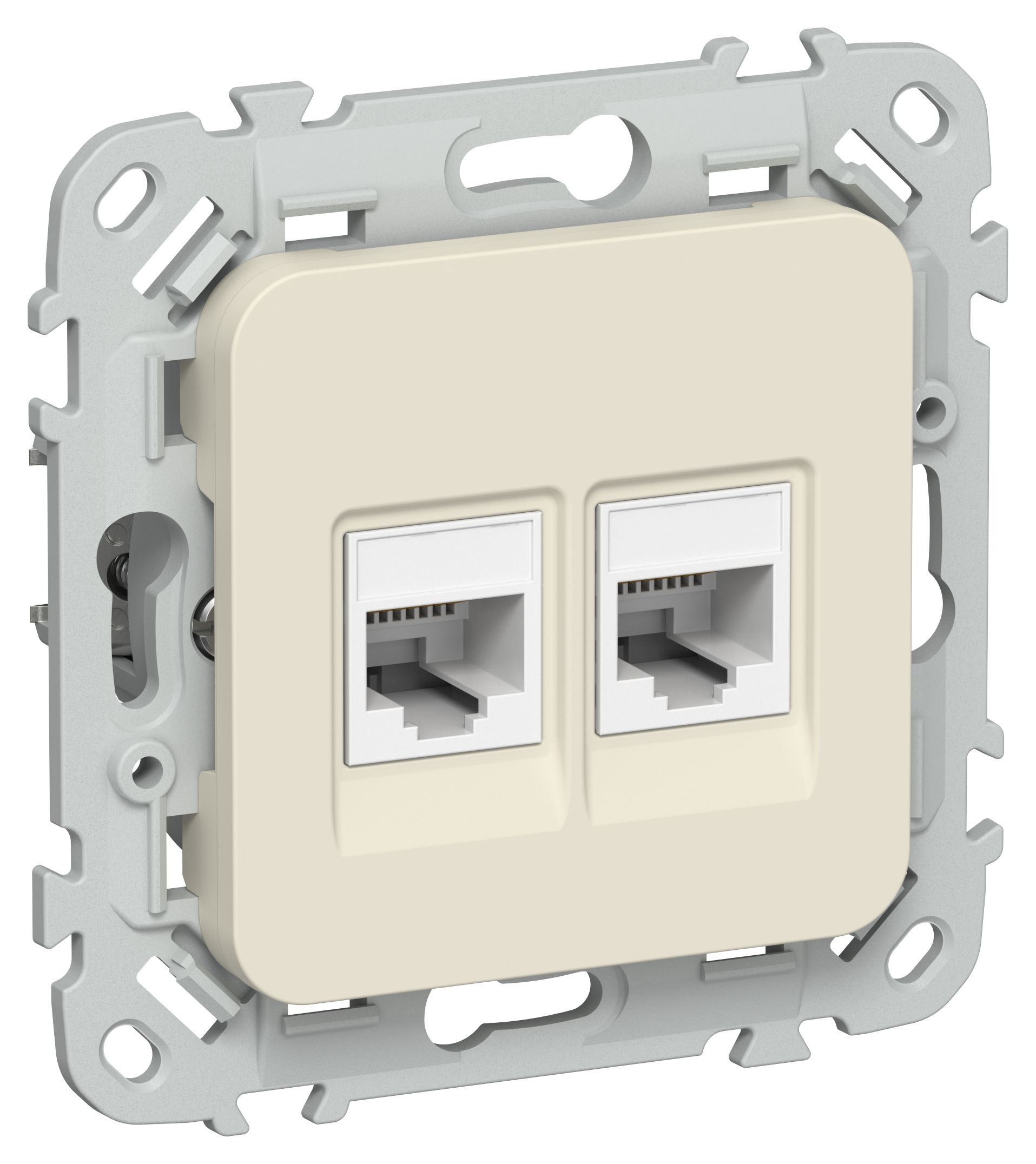 FLITE Розетка 2-местная компьютерная RJ45 кат 5Е UTP РК5е-2-0-ФлСл скрытой установки сливочный (FI-K22-1-K86)