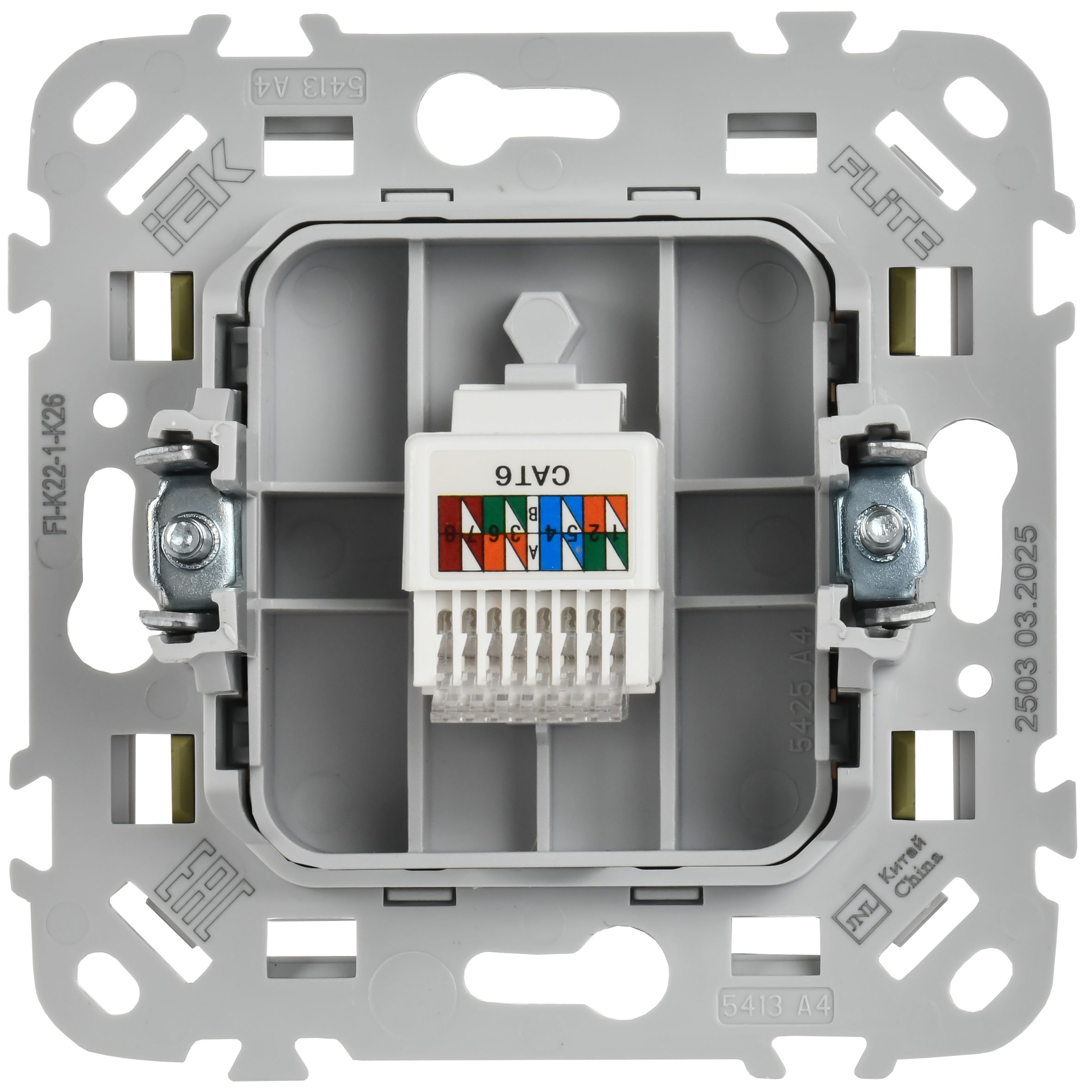 FLITE Розетка 2-местная компьютерная RJ45 кат 6 UTP РК6-2-0-ФлО скрытой установки оливковый (FI-K22-2-K26)