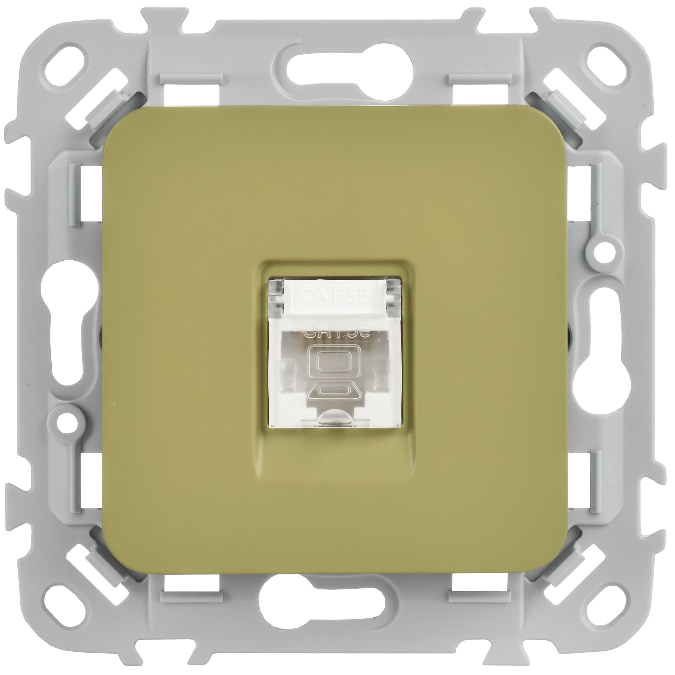 FLITE Розетка компьютерная RJ45 кат 5Е UTP РК5е-1-0-ФлО скрытой установки оливковый (FI-K12-1-K26)