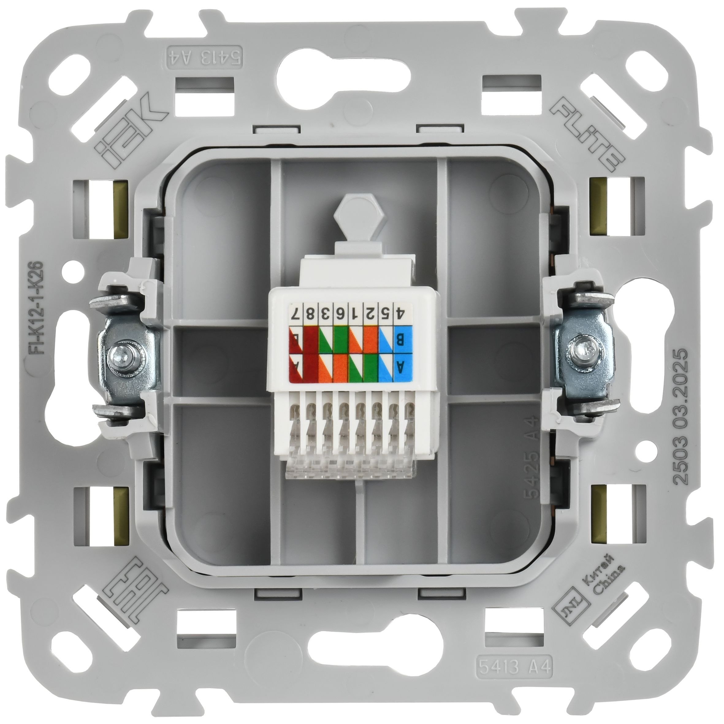FLITE Розетка компьютерная RJ45 кат 5Е UTP РК5е-1-0-ФлО скрытой установки оливковый (FI-K12-1-K26)