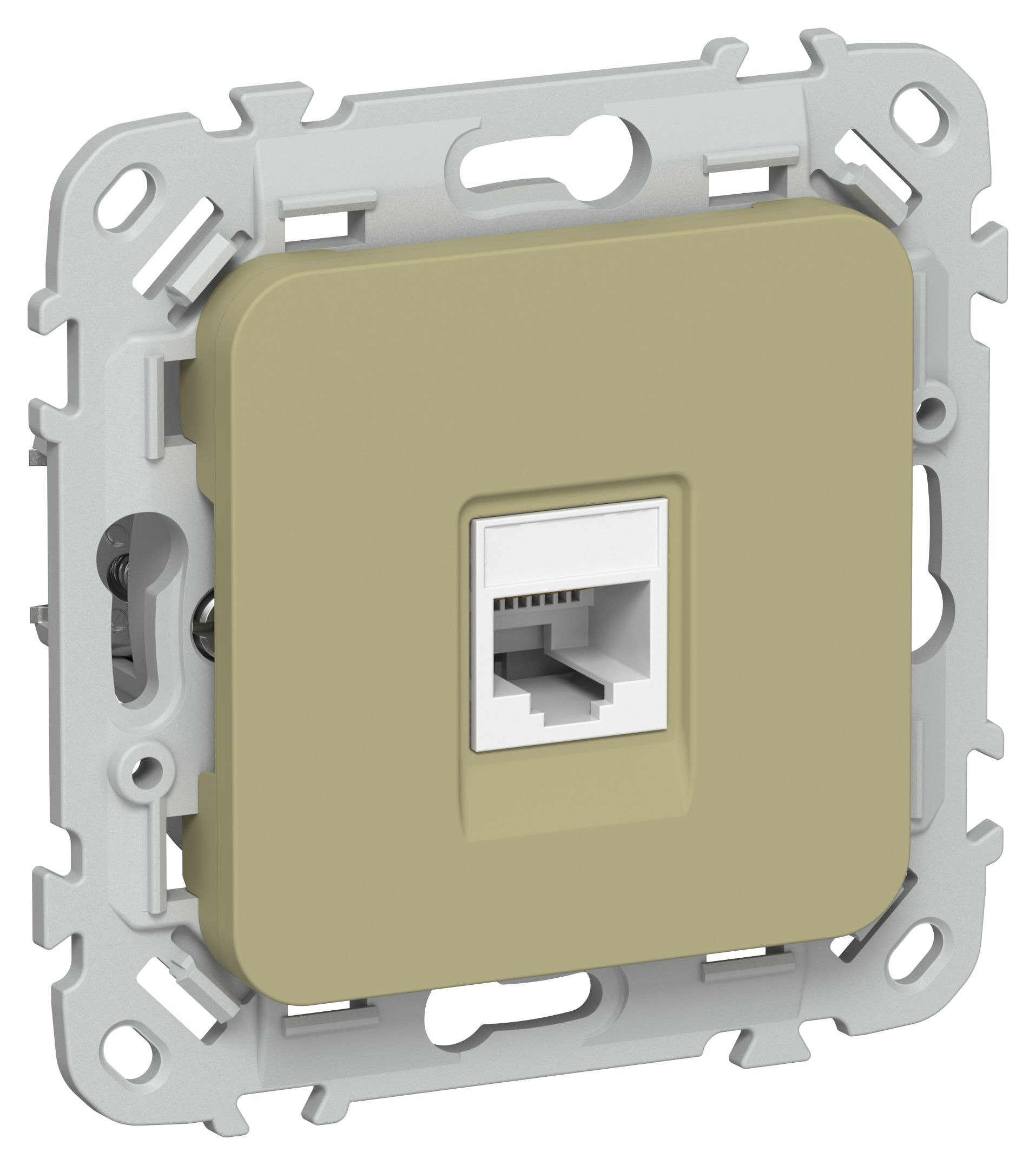 FLITE Розетка компьютерная RJ45 кат 5Е UTP РК5е-1-0-ФлО скрытой установки оливковый (FI-K12-1-K26)