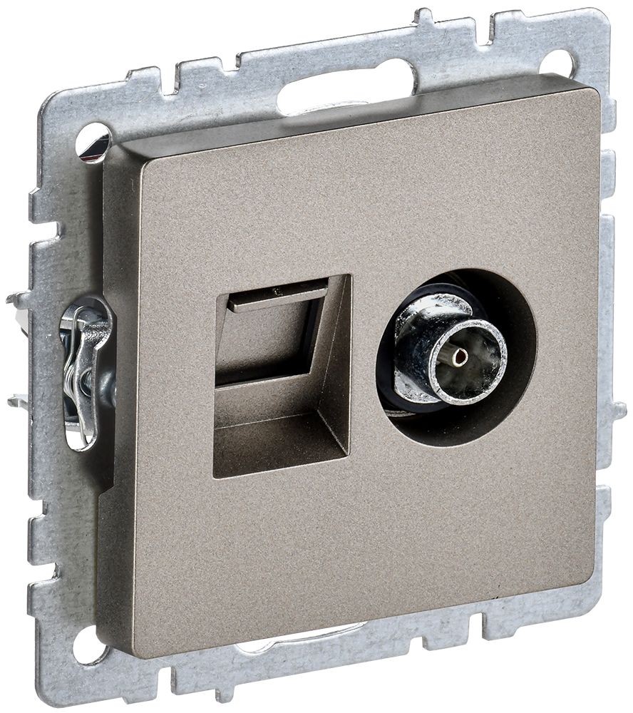 Розетка двойная TV+RJ45 BRITE кат.5E РТВ/РК12-БрШ скрытой установки шампань (BR-AK20-1-K37)