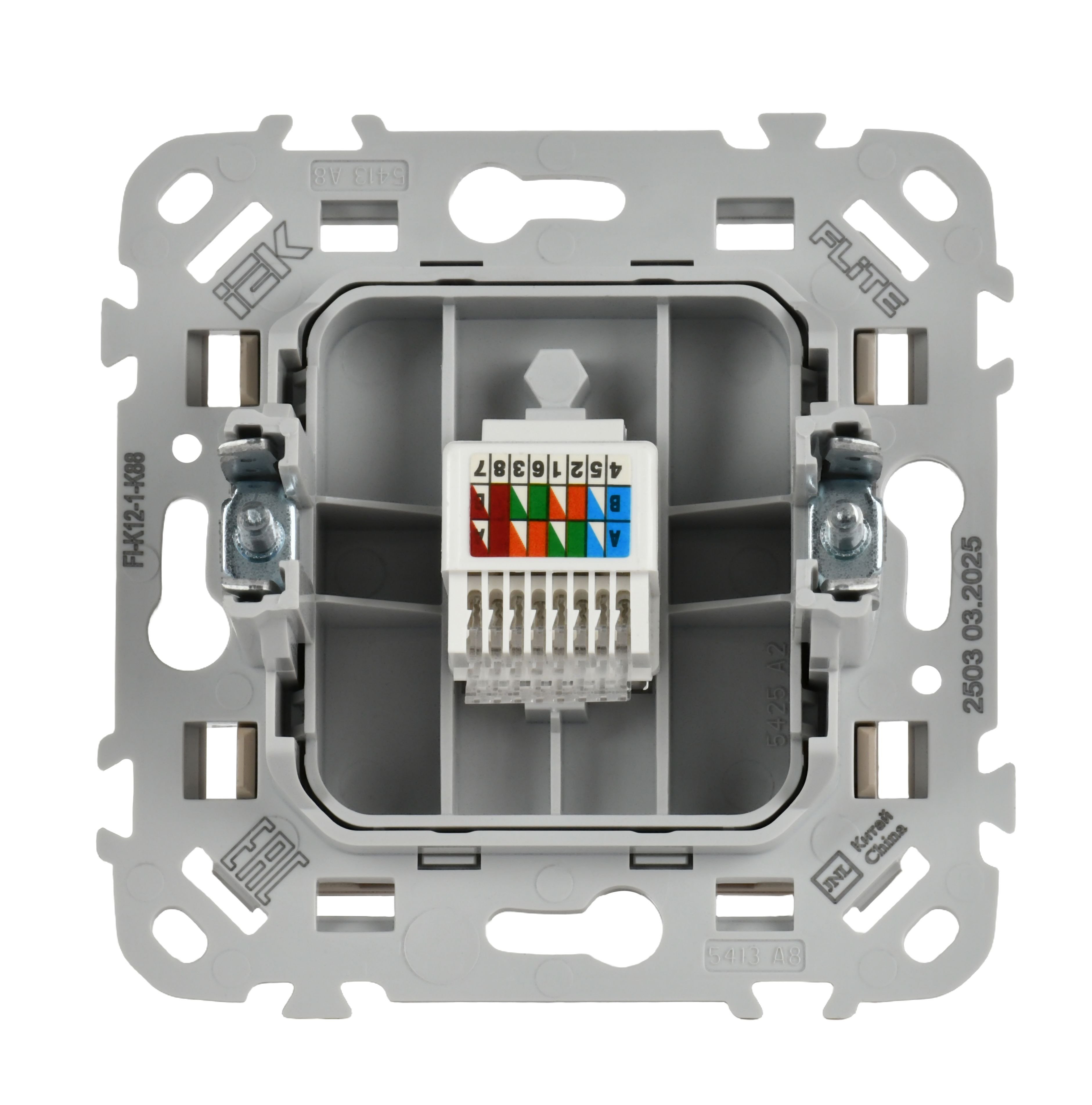 FLITE Розетка компьютерная RJ45 кат 5Е UTP РК5е-1-0-ФлЛ скрытой установки льняной (FI-K12-1-K88)