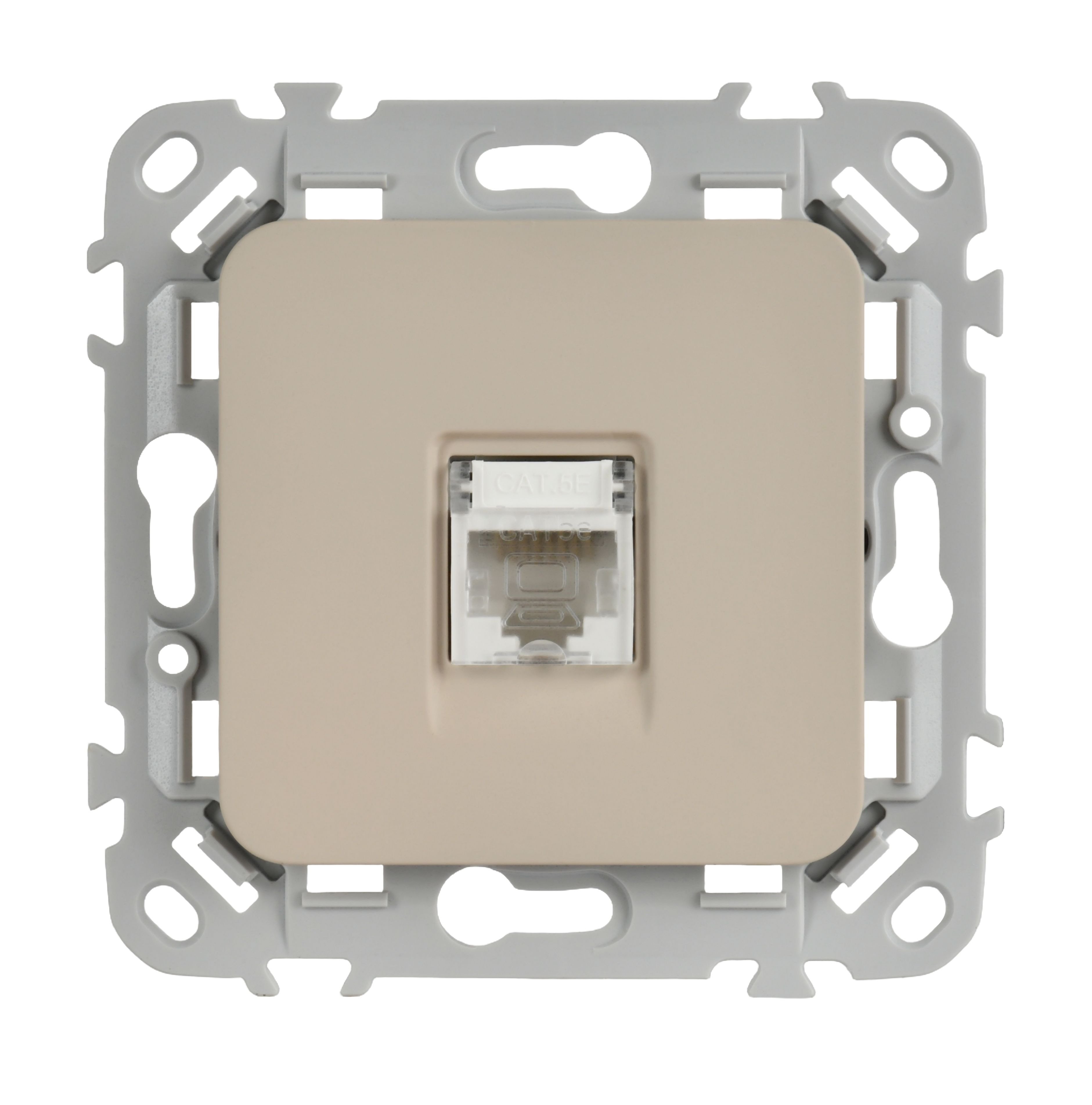 FLITE Розетка компьютерная RJ45 кат 5Е UTP РК5е-1-0-ФлЛ скрытой установки льняной (FI-K12-1-K88)