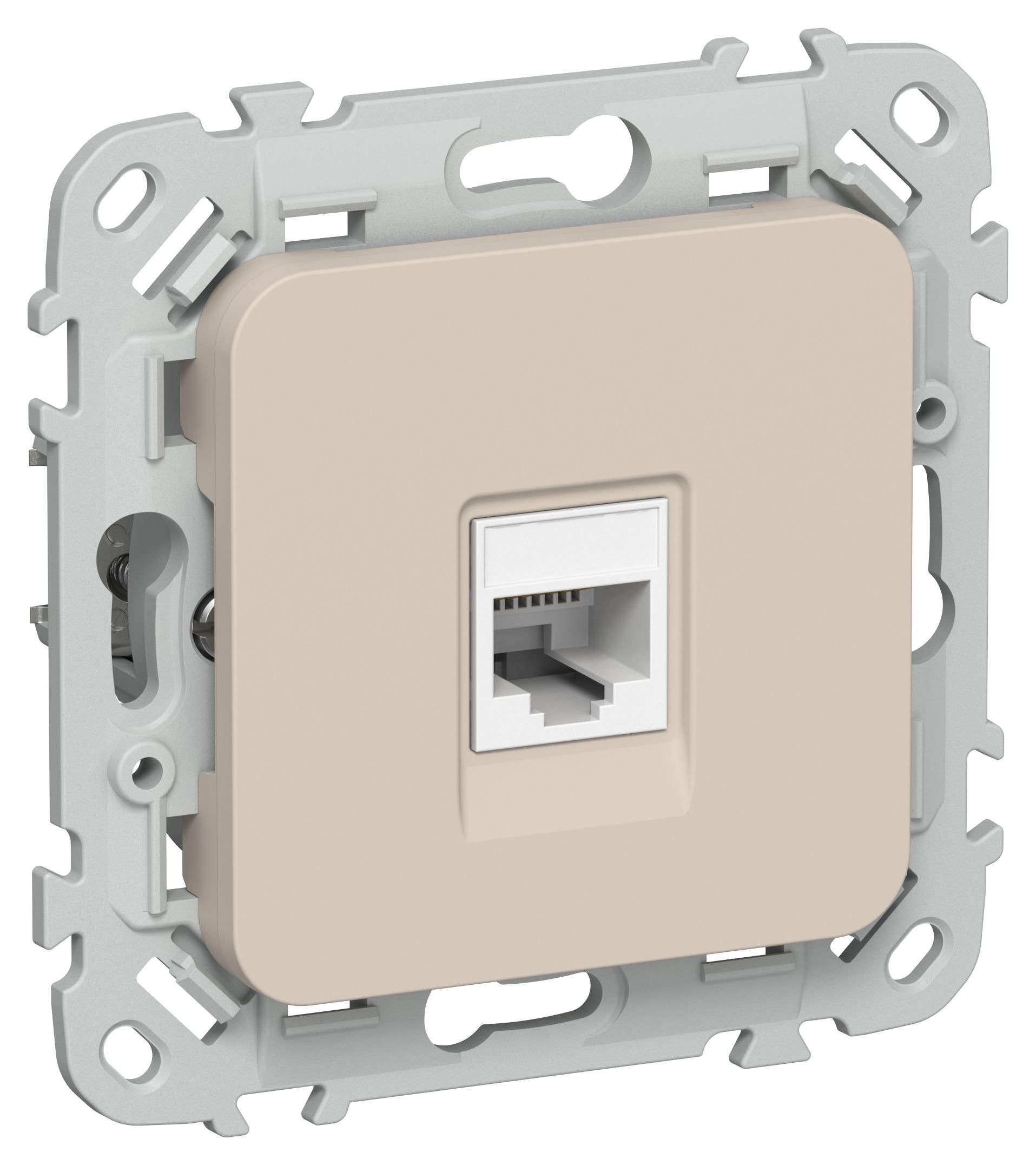 FLITE Розетка компьютерная RJ45 кат 5Е UTP РК5е-1-0-ФлЛ скрытой установки льняной (FI-K12-1-K88)