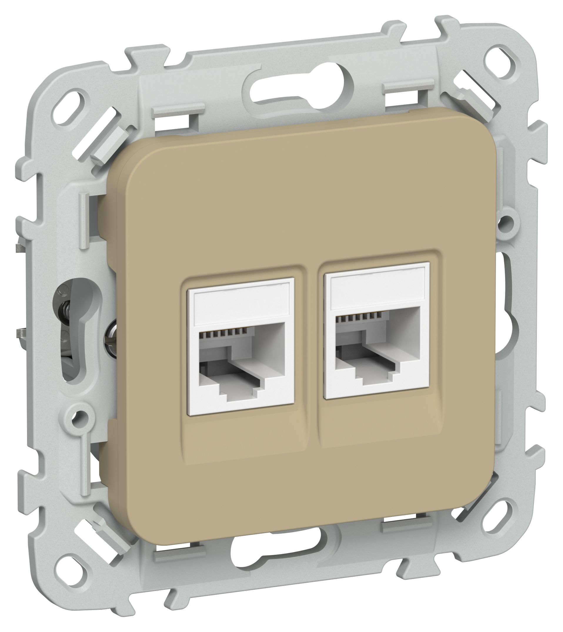 FLITE Розетка 2-местная RJ45/RJ11 кат 5Е/3 UTP РКТ5е/3-2-0-ФлХ скрытой установки хаки (FI-KT22-1-K59)
