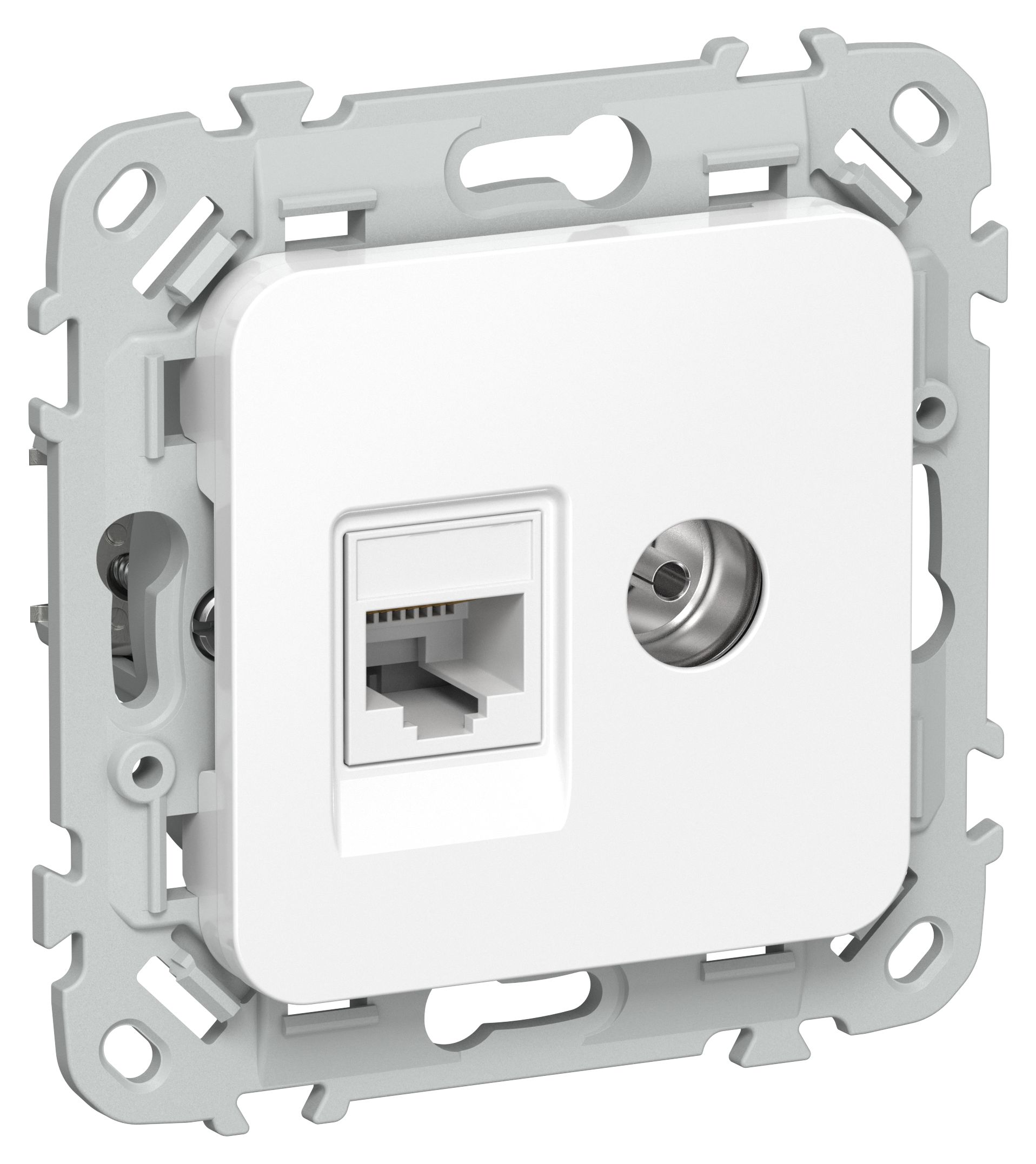 FLITE Розетка 2-местная RJ45/TV кат 5Е UTP РКТВ5е-2-0-ФлБ скрытой установки белый (FI-AK22-1-K01)