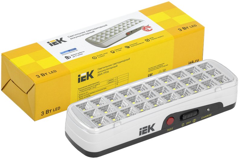 Светильник светодиодный аккумуляторный ДБА 3926 3-5ч 3Вт (LDBA0-3926-30-K01)