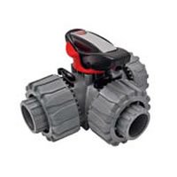 Ecoplast Кран шаровой трехходовой ПВХ D25 (уплотнение TPV, остальное EPDM) с муфтовым окончанием (49448)