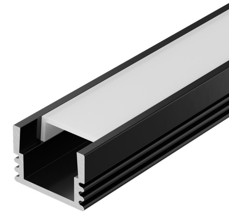 Профиль алюминиевый для LED ленты 1712 2м опал черный (LSADD1712-SET1-2-N1-1-K02)