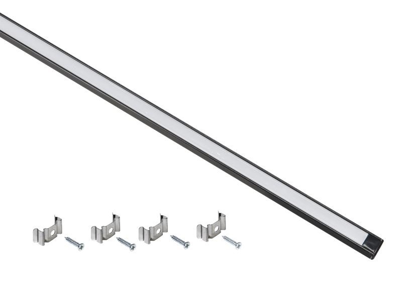 Профиль алюминиевый для LED ленты 1607 2м опал черный (LSADD1607-SET1-2-N1-1-K02)