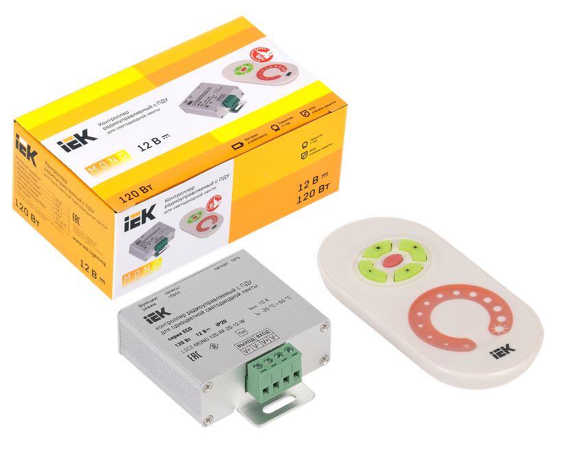 Контроллер с ПДУ радио MONO 1 канал 12В 10А 120Вт белый (LSC1-MONO-120-RF-20-12-W)
