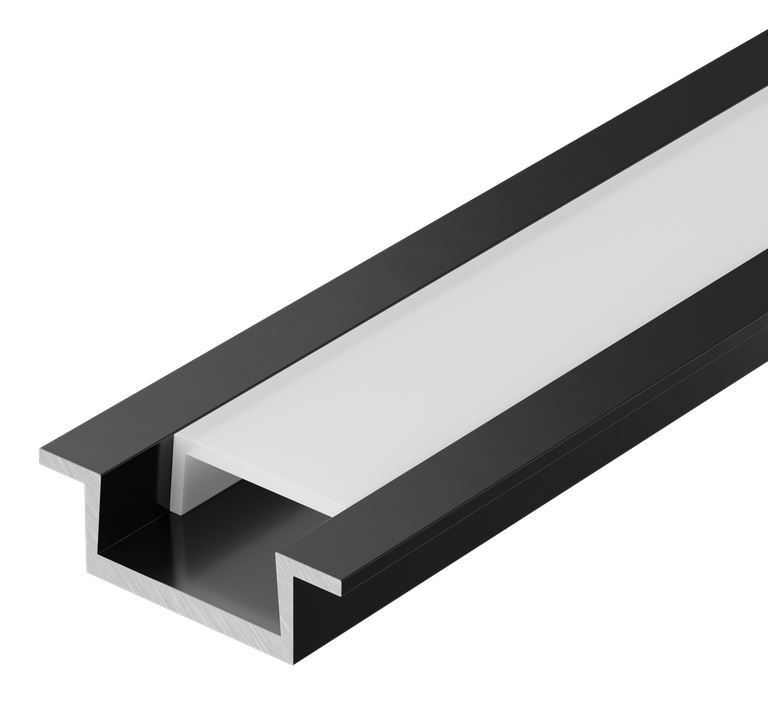 Профиль алюминиевый для LED ленты 2207 2м опал черный (LSADD2207-SET1-2-V4-1-K02)