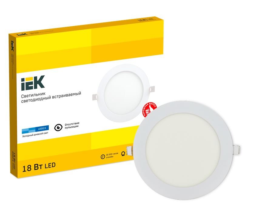 Светильник светодиодный ДВО 1608 LED 18Вт 6500 круг белый (LDVO0-1608-1-18-6500-K01)