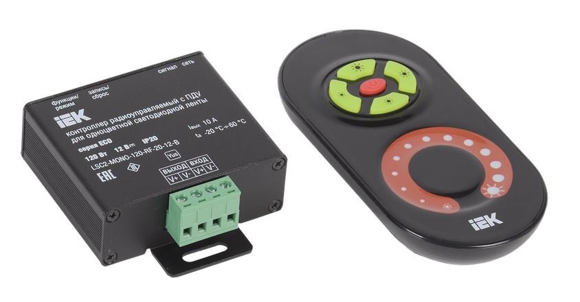 Контроллер с ПДУ радио MONO 1 канал 12В 10А 120Вт черный (LSC1-MONO-120-RF-20-12-B)