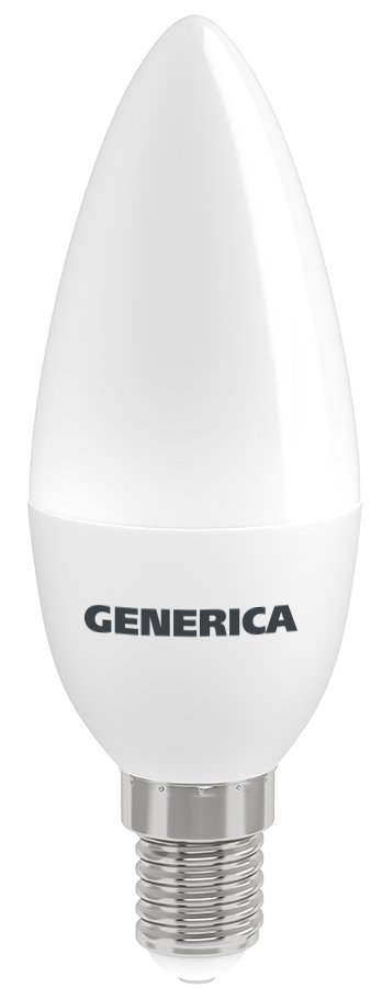 Лампа светодиодная C35 свеча 8Вт 230В 4000К E14 GENERICA (LL-C35-08-230-40-E14-G)