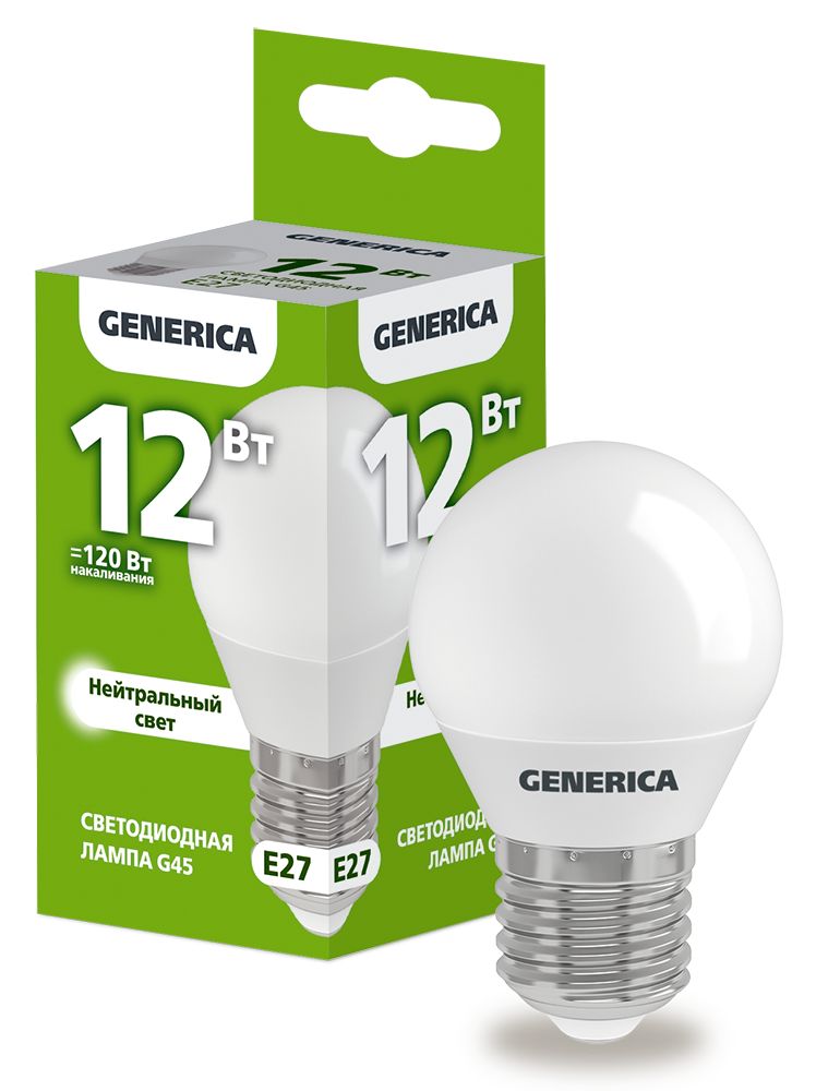 Лампа светодиодная G45 шар 12Вт 230В 4000К E27 (LL-G45-12-230-40-E27-G)