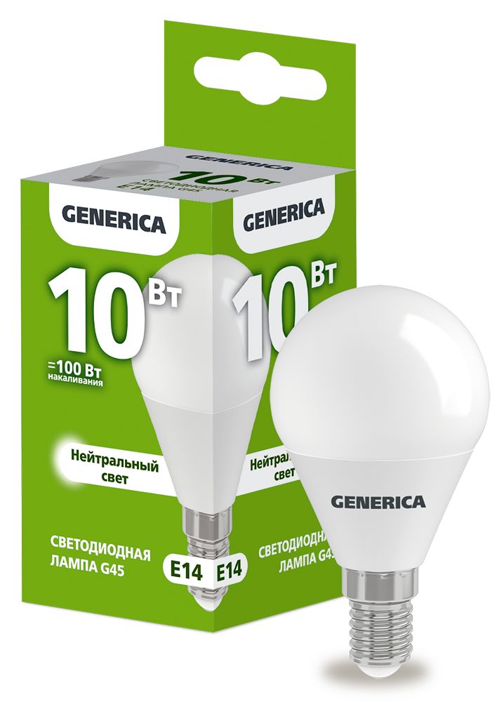 Лампа светодиодная G45 шар 10Вт 230В 4000К E14 (LL-G45-10-230-40-E14-G)