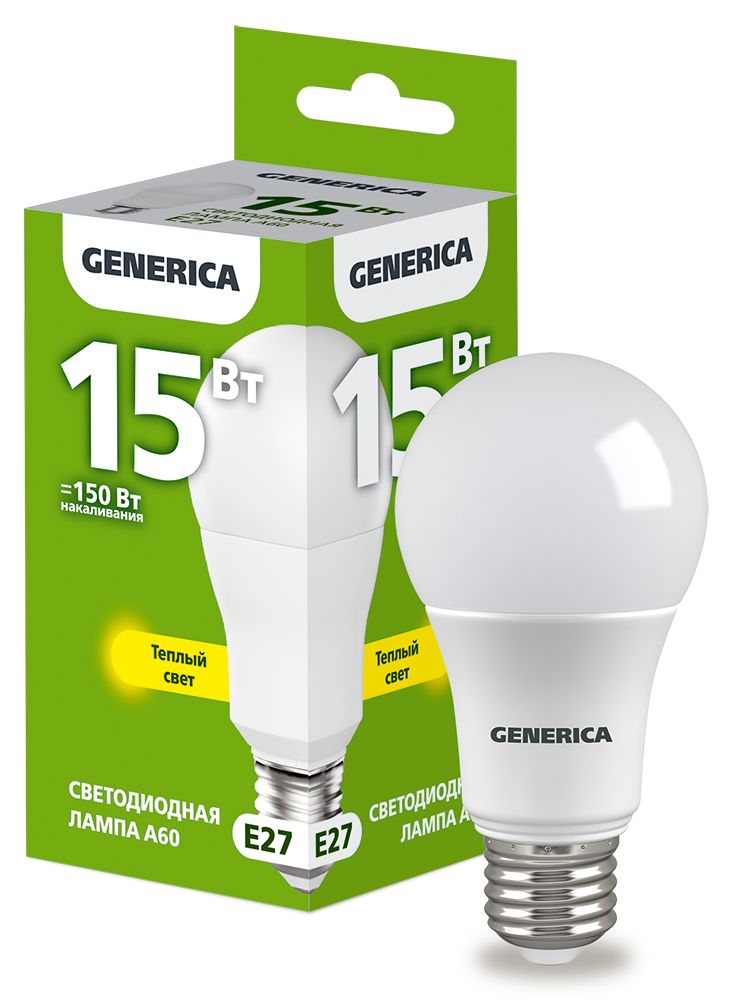 Лампа светодиодная A60 груша 15Вт 230В 3000К E27 (LL-A60-15-230-30-E27-G)