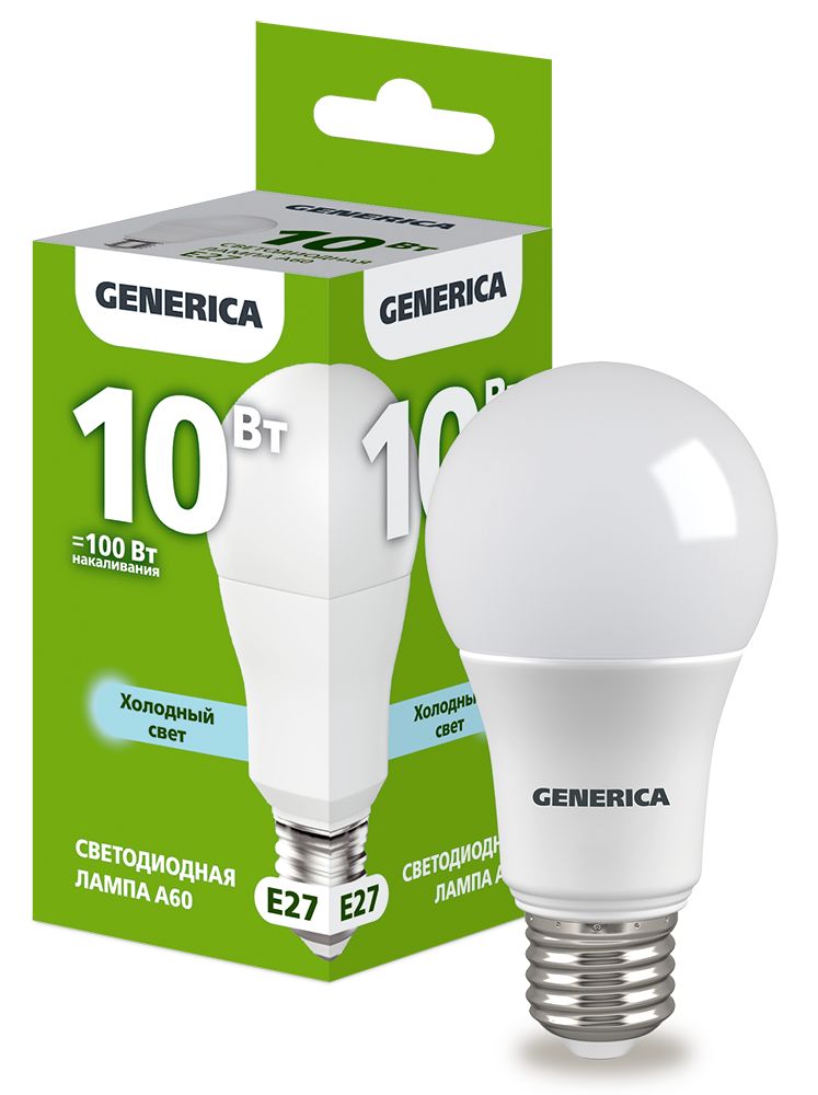 Лампа светодиодная A60 груша 10Вт 230В 6500К E27 (LL-A60-10-230-65-E27-G)