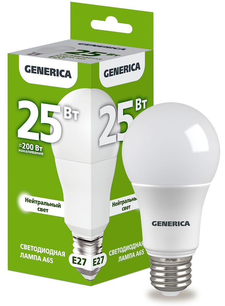 Лампа светодиодная A65 груша 25Вт 230В 4000К E27 (LL-A65-25-230-40-E27-G)