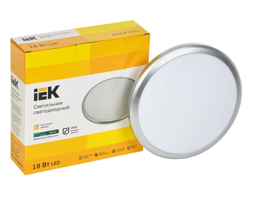 Светильник светодиодный ДПБ 3103 18Вт IP54 4000K круг серебро (LDPB0-3103-18-4000-K01)