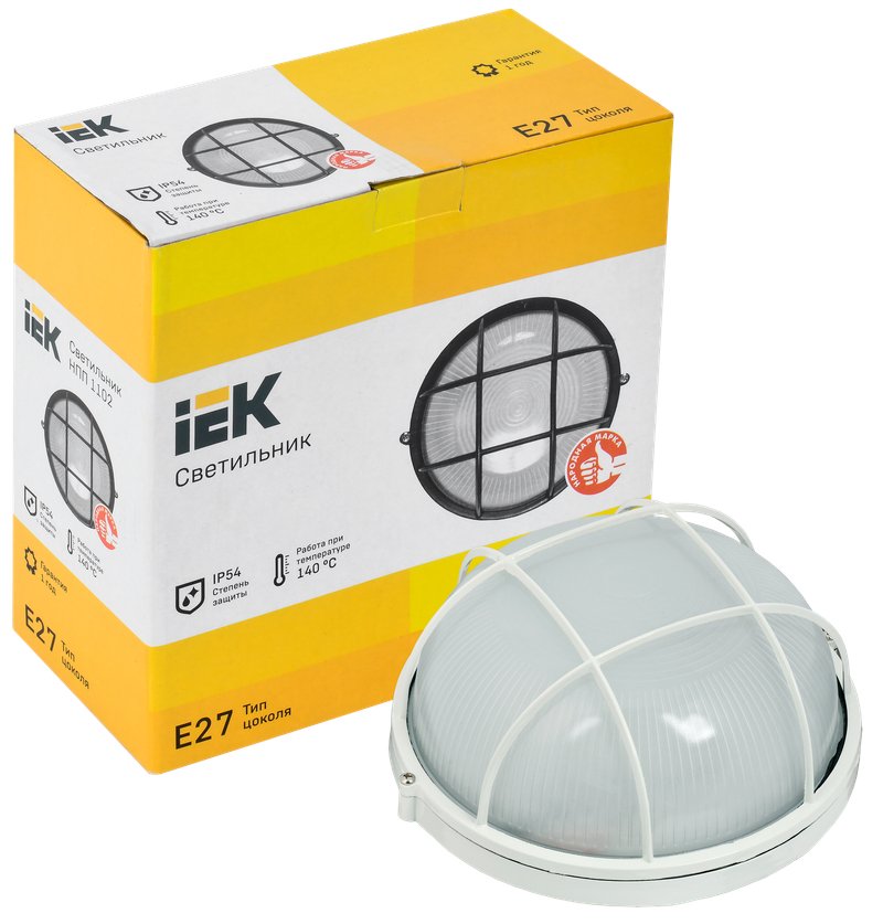 Светильник НПП1102 круг с решеткой 100Вт IP54 белый (LNPP0-1102-1-100-K01)