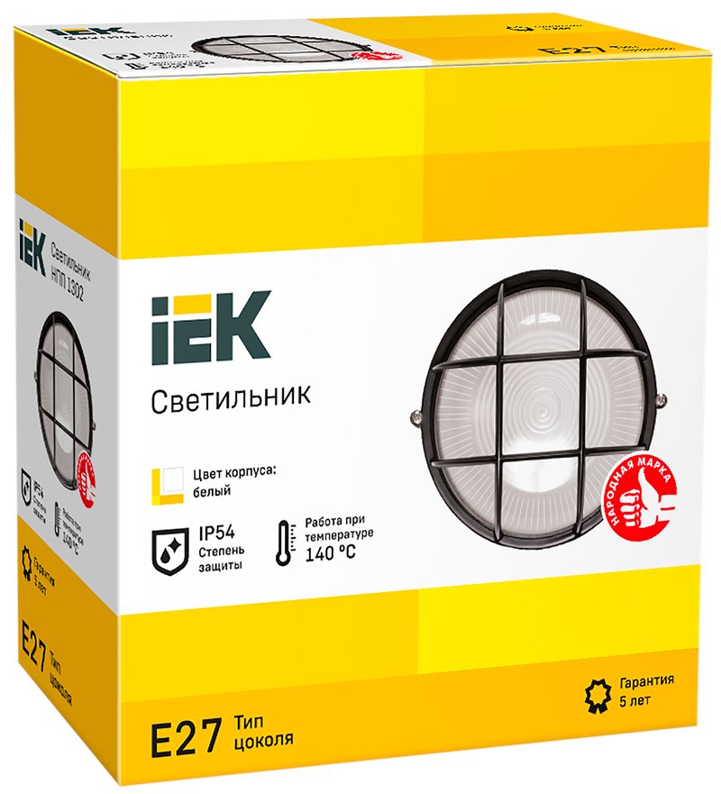 Светильник НПП1302 круг с решеткой 60Вт IP54 белый (LNPP0-1302-1-060-K01)