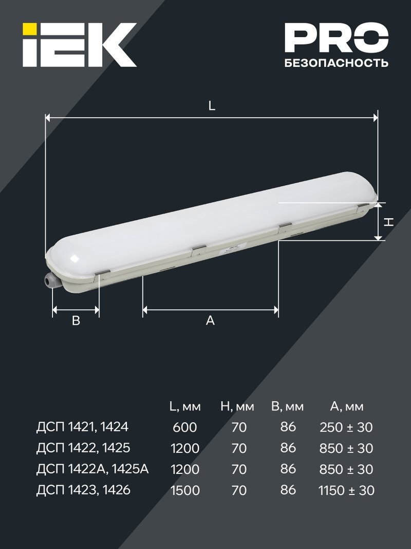 Светильник PRO ДСП 1422 40Вт 6500К IP65 1200мм (LDSP0-1422-40-6500-K01)