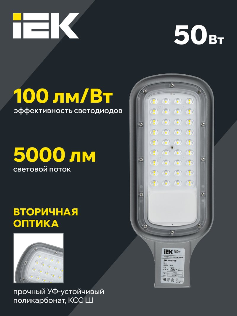 Светильник светодиодный консольный ДКУ 1012-50Ш 5000К IP65 серый (LDKU1-1012-050-5000-K03)