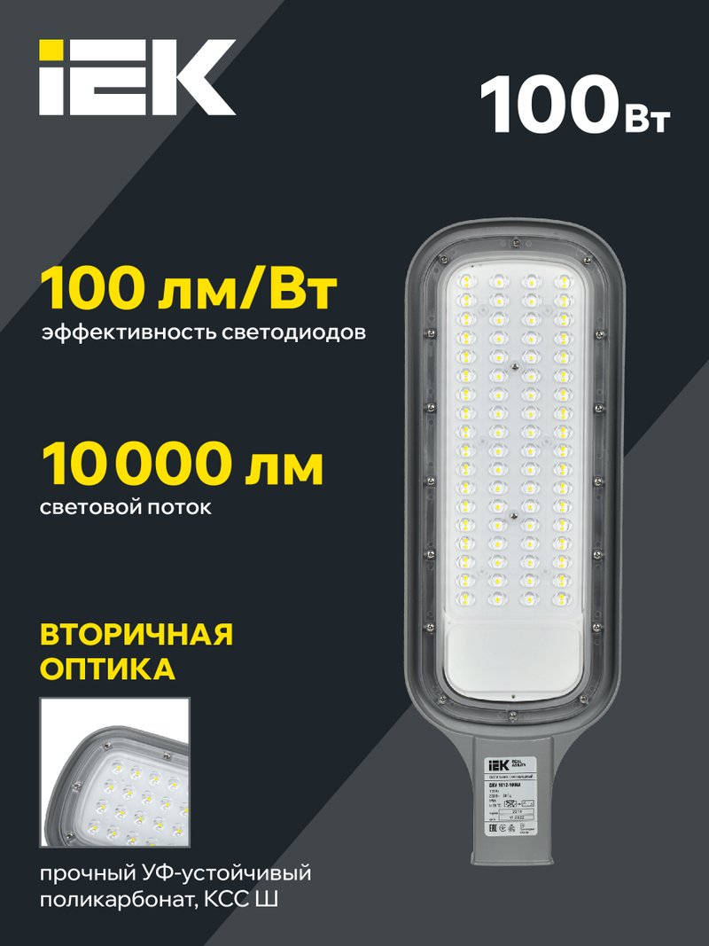 Светильник светодиодный консольный ДКУ 1012-100Ш 5000К IP65 серый (LDKU1-1012-100-5000-K03)