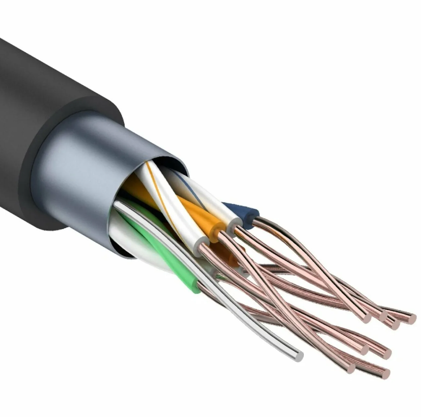 F/UTP, CAT 5e, PE, 4PR, 24AWG, OUTDOOR, SOLID, черный, 305м REXANT (01-0146-1)